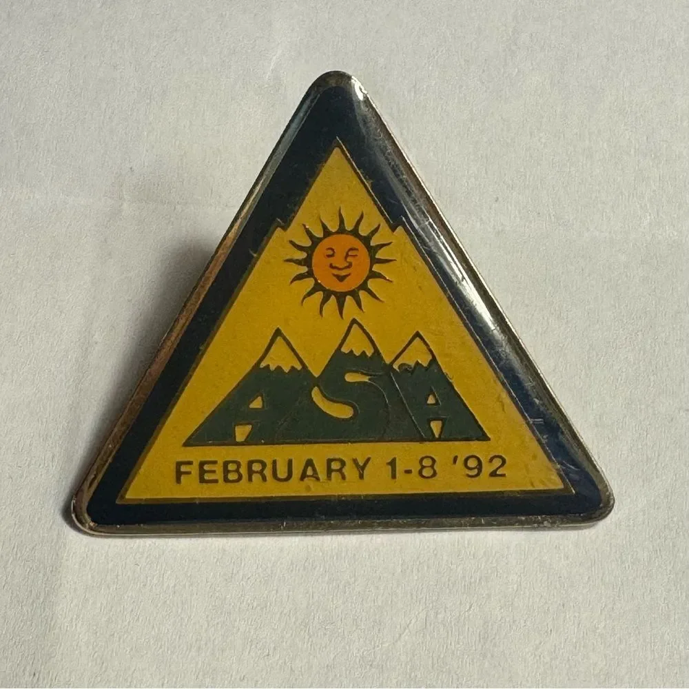 Vintage American ski association ASA February 1992 Triangle enamel pin